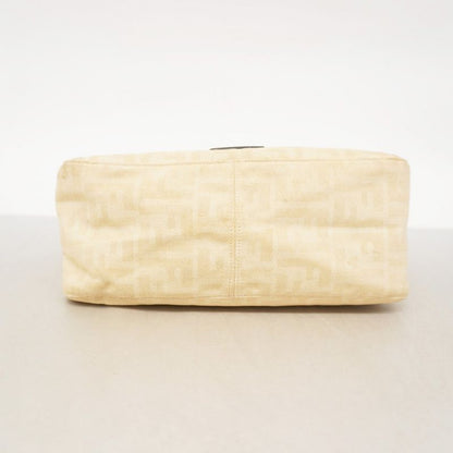 Fendi Handbag Zucca Mamma Bucket Canvas Beige Silver Hardware Women