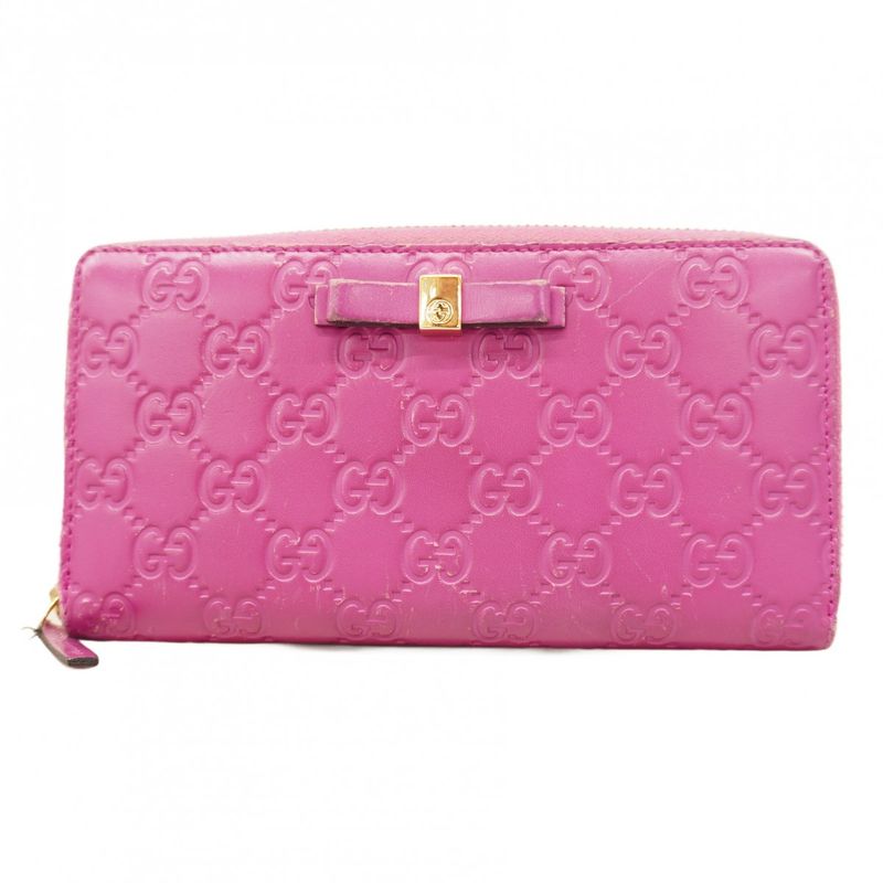 Guccissima 388680 Leather Pink Gold Hardware Women's Long Wallet