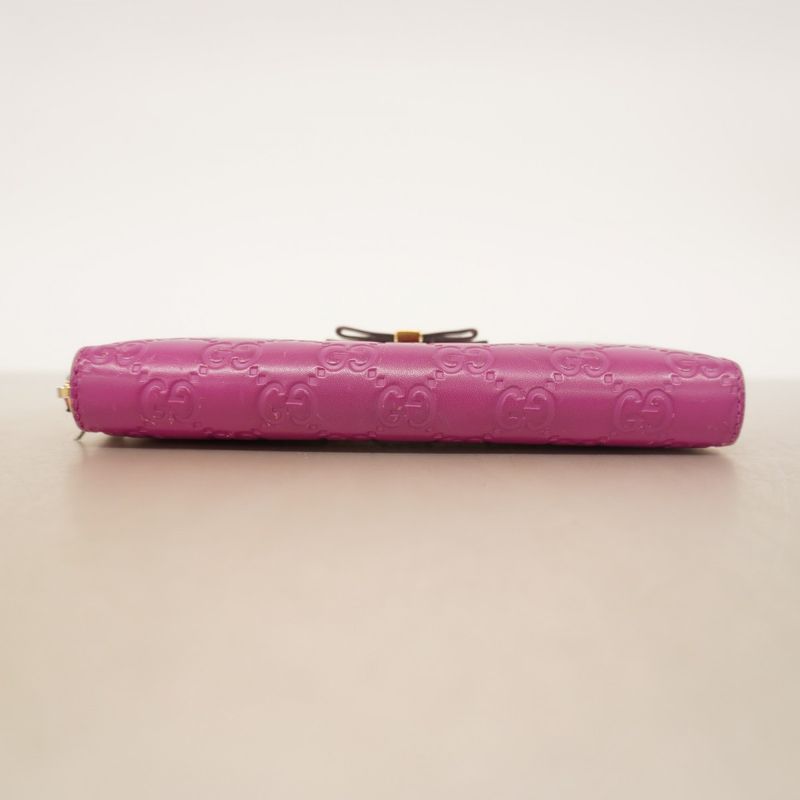 Guccissima 388680 Leather Pink Gold Hardware Women's Long Wallet