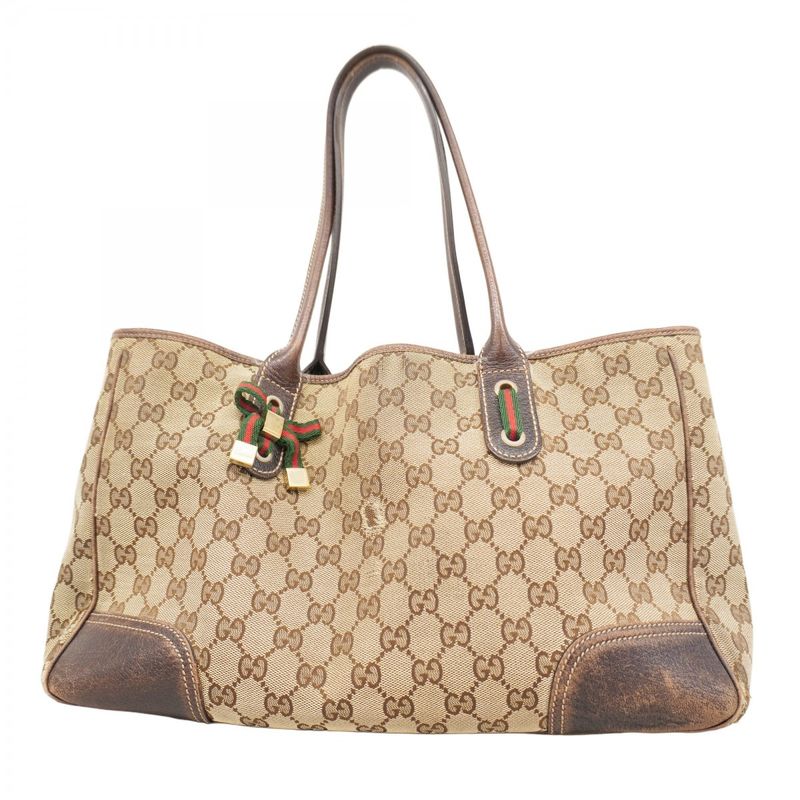 Gucci Tote Bag GG Canvas/sherry Line Princy 163805 Canvas Brown Chien Pan Gold