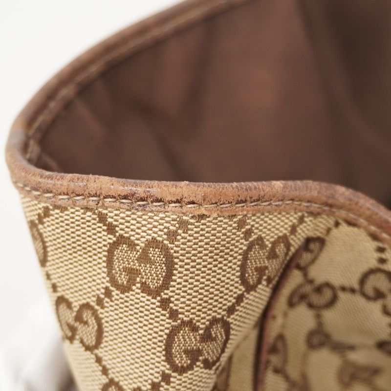 Gucci Tote Bag GG Canvas/sherry Line Princy 163805 Canvas Brown Chien Pan Gold