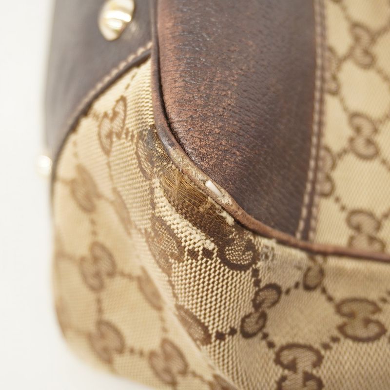 Gucci Tote Bag GG Canvas/sherry Line Princy 163805 Canvas Brown Chien Pan Gold