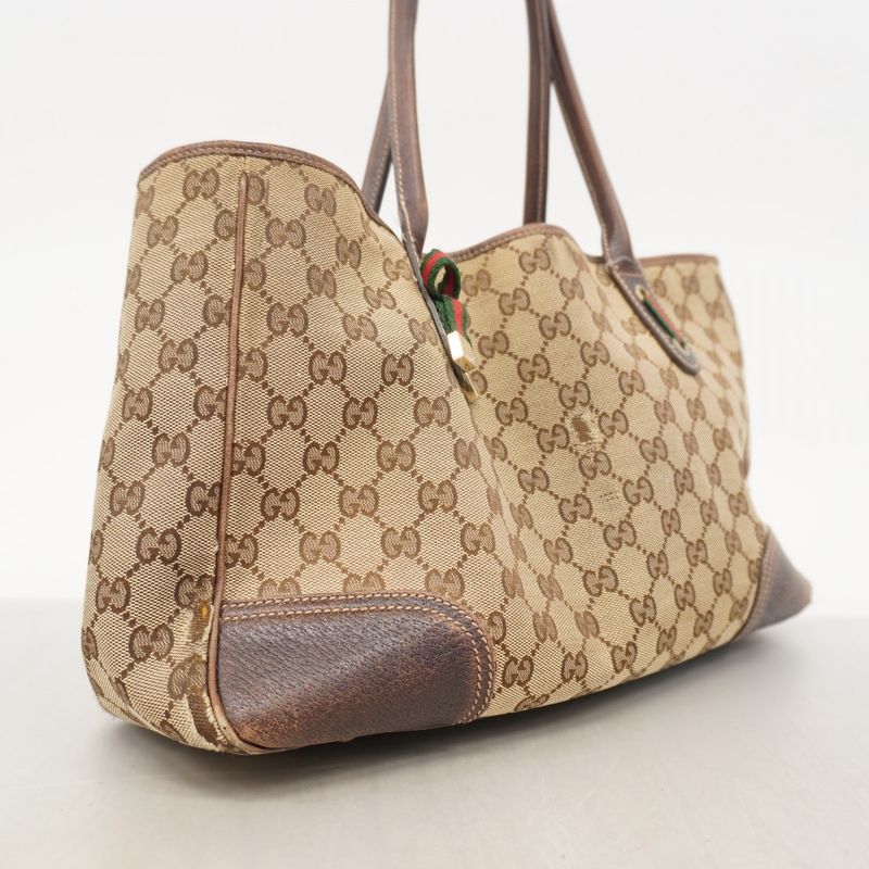 Gucci Tote Bag GG Canvas/sherry Line Princy 163805 Canvas Brown Chien Pan Gold