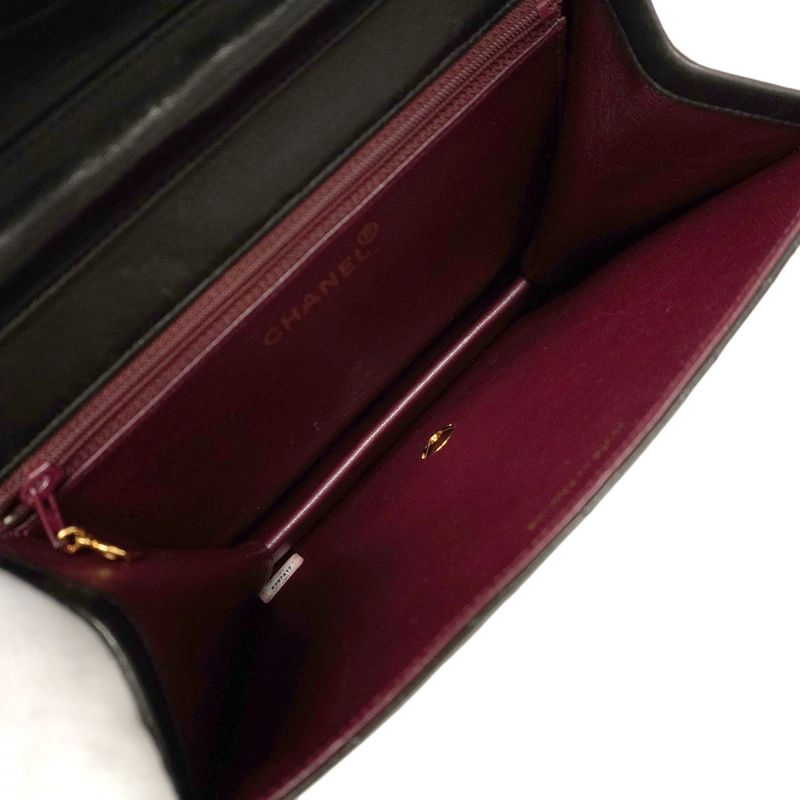 Chanel Shoulder Bag Matelasse Lambskin Black Gold Hardware Women