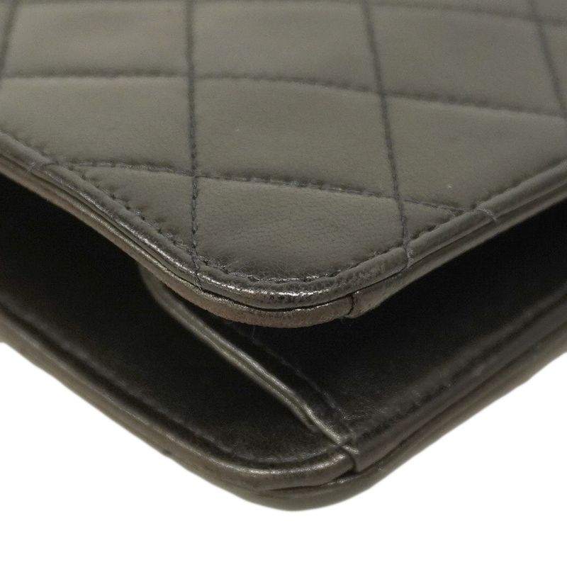 Chanel Shoulder Bag Matelasse Lambskin Black Gold Hardware Women