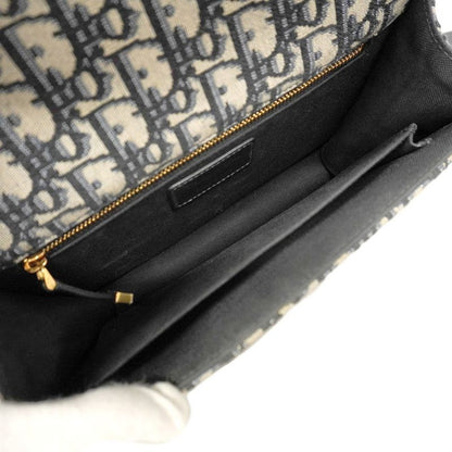 Christian Dior Shoulder Bag Oblique 30 Montaigne Canvas Leather Navy Gold