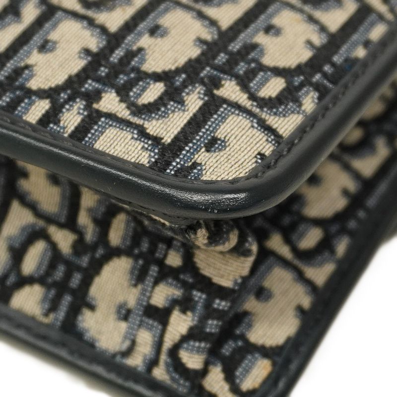 Christian Dior Shoulder Bag Oblique 30 Montaigne Canvas Leather Navy Gold