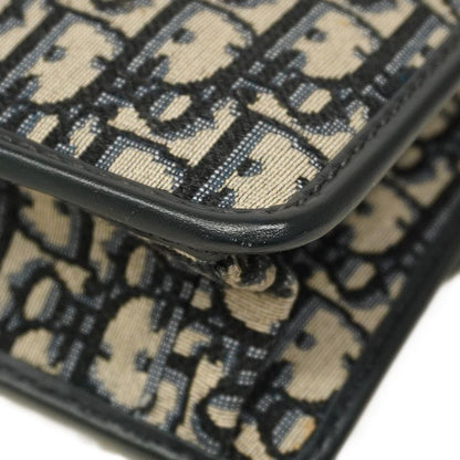 Christian Dior Shoulder Bag Oblique 30 Montaigne Canvas Leather Navy Gold