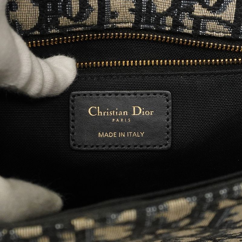 Christian Dior Shoulder Bag Oblique 30 Montaigne Canvas Leather Navy Gold