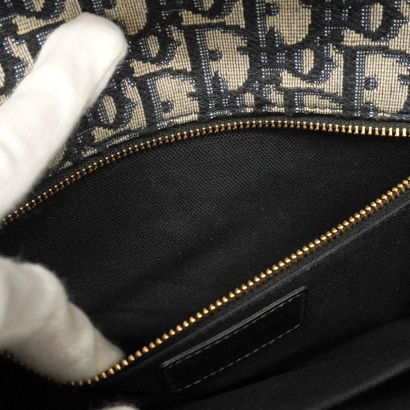 Christian Dior Shoulder Bag Oblique 30 Montaigne Canvas Leather Navy Gold
