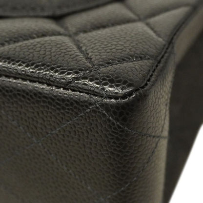 Chanel Shoulder Bag Deca Matelasse Caviar Skin Black Silver Hardware Women