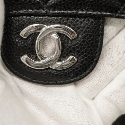 Chanel Shoulder Bag Deca Matelasse Caviar Skin Black Silver Hardware Women