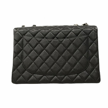 Chanel Shoulder Bag Deca Matelasse Caviar Skin Black Silver Hardware Women