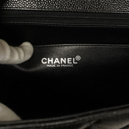 Chanel Shoulder Bag Deca Matelasse Caviar Skin Black Silver Hardware Women