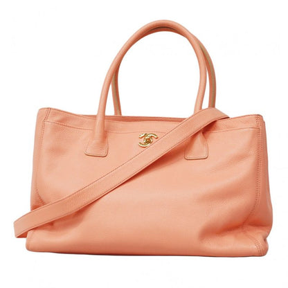 Chanel Tote Executive Leather Pink Gold Hardware 2way Bag Ladies