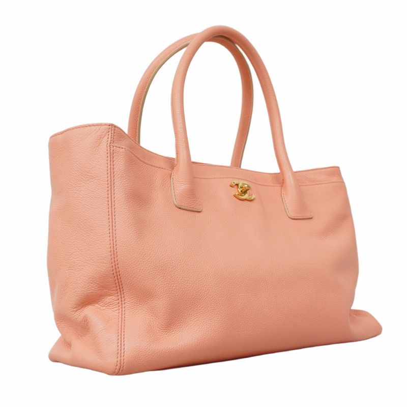 Chanel Tote Executive Leather Pink Gold Hardware 2way Bag Ladies