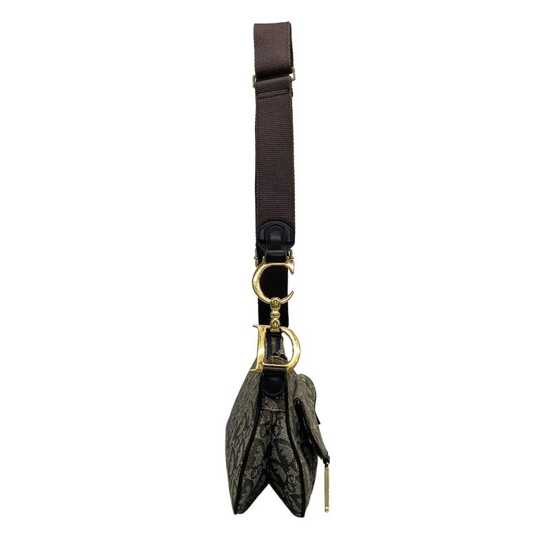 Dior/christian Dior Shoulder Bag Double Saddle Bag Ivory X Black X Blue Leather