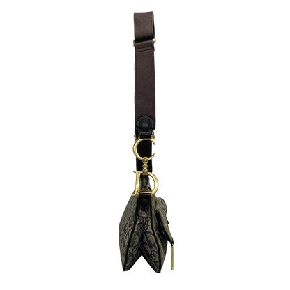 Dior/christian Dior Shoulder Bag Double Saddle Bag Ivory X Black X Blue Leather