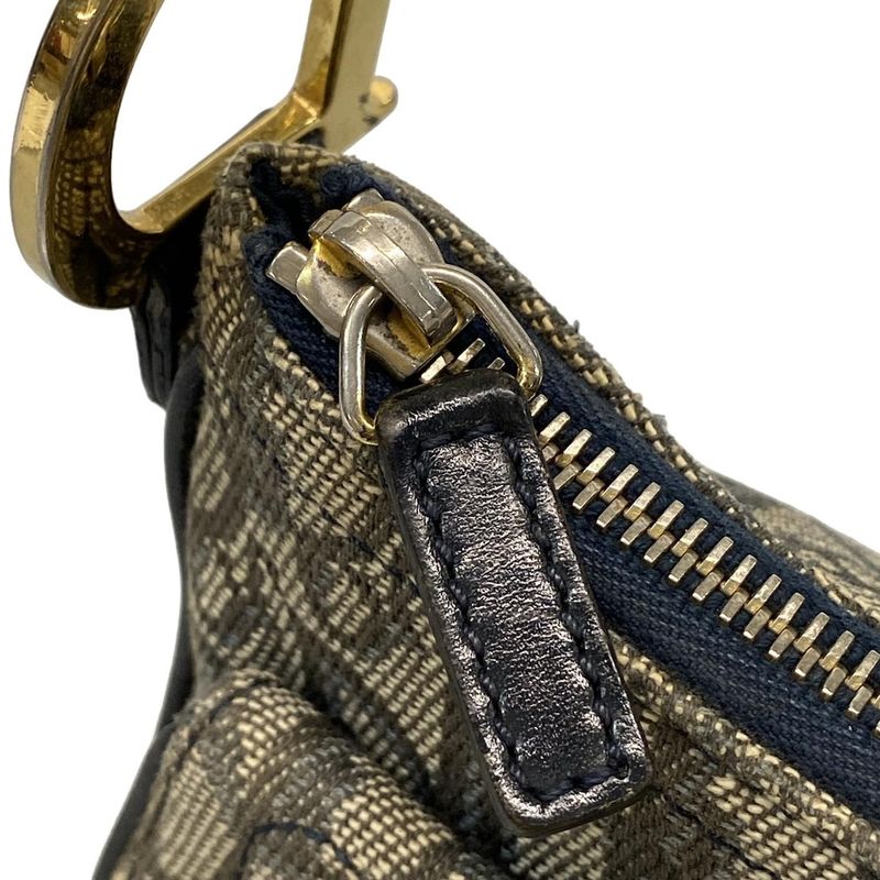 Dior/christian Dior Shoulder Bag Double Saddle Bag Ivory X Black X Blue Leather