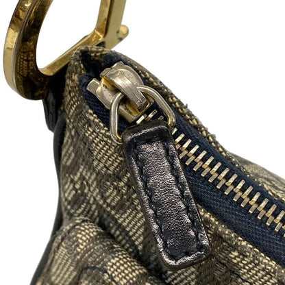 Dior/christian Dior Shoulder Bag Double Saddle Bag Ivory X Black X Blue Leather