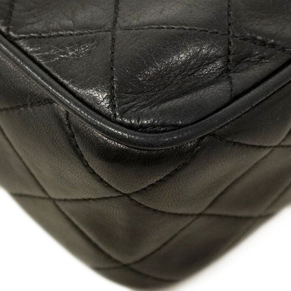 Chanel Shoulder Bag Matelasse Lambskin Black Gold Hardware Women