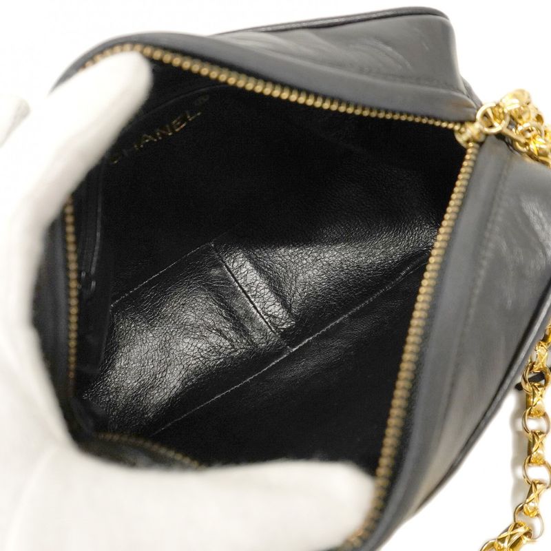 Chanel Shoulder Bag Matelasse Lambskin Black Gold Hardware Women