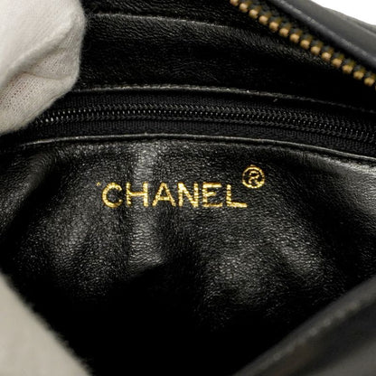 Chanel Shoulder Bag Matelasse Lambskin Black Gold Hardware Women