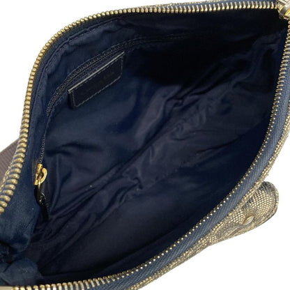 Dior/christian Dior Shoulder Bag Double Saddle Bag Ivory X Black X Blue Leather