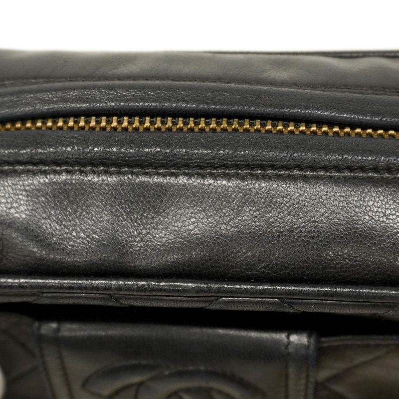 Chanel Shoulder Bag Matelasse Lambskin Black Gold Hardware Women