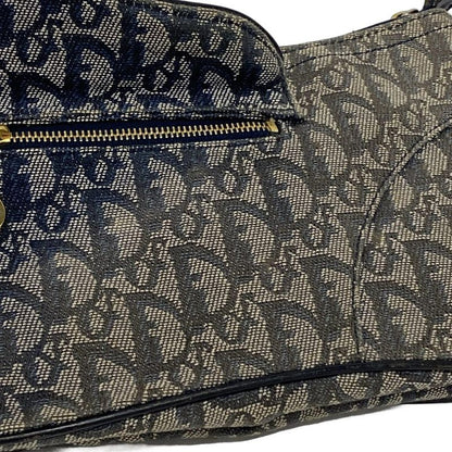Dior/christian Dior Shoulder Bag Double Saddle Bag Ivory X Black X Blue Leather