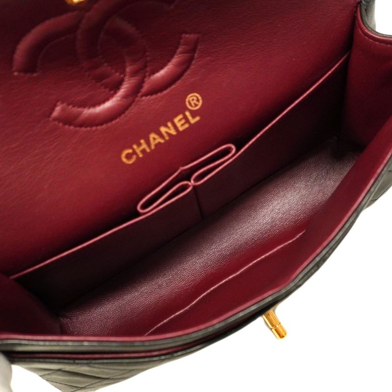 Chanel Shoulder Bag Matelasse Lambskin Black Gold Hardware Women