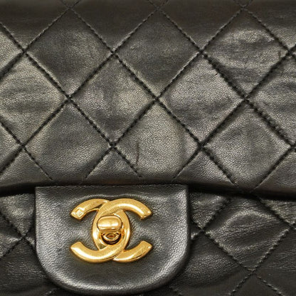 Chanel Shoulder Bag Matelasse Lambskin Black Gold Hardware Women