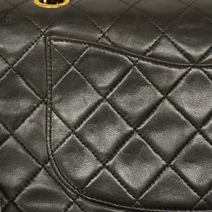 Chanel Shoulder Bag Matelasse Lambskin Black Gold Hardware Women