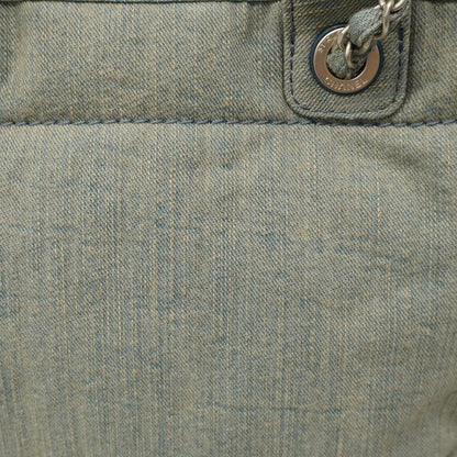 Chanel Tote Bag Deauville Denim Chain Blue Silver Hardware Women