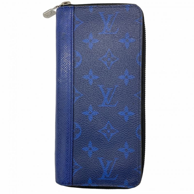 Louis Vuitton Long Wallet Taiga Llama Zippy Wallet Vertical M30447 Cobalt Men's