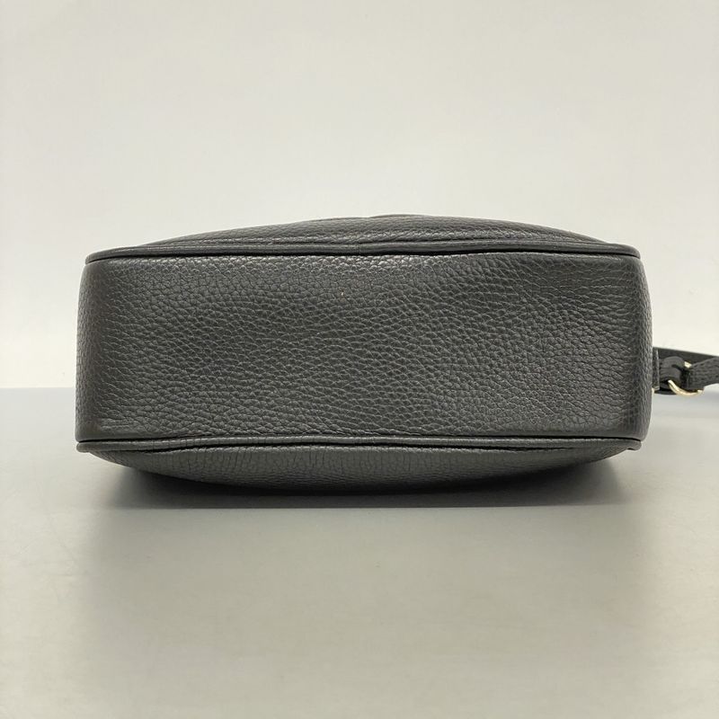 Gucci Shoulder Bag Soho 308364 Leather Black Gold Hardware Women