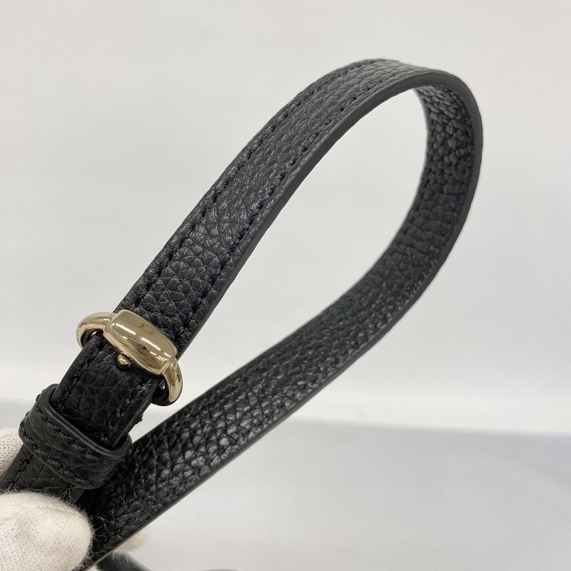 Gucci Shoulder Bag Soho 308364 Leather Black Gold Hardware Women