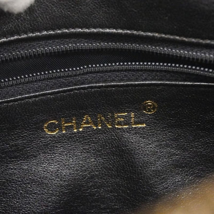 Chanel Shoulder Bag Caviar Skin Black Gold Hardware Women