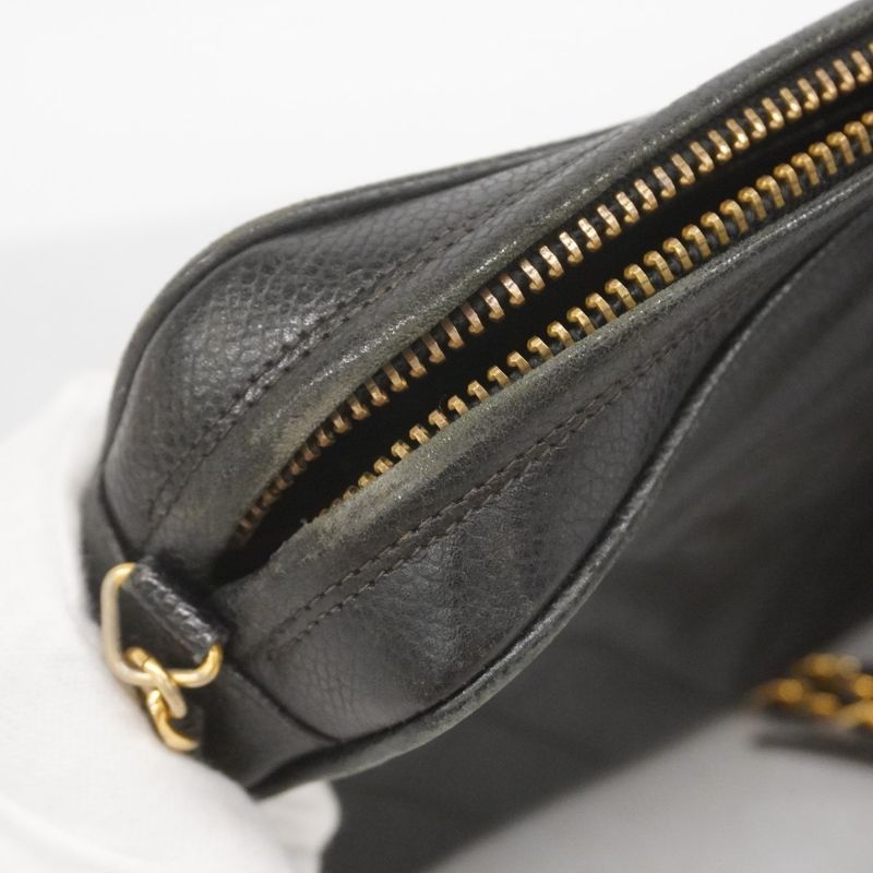 Chanel Shoulder Bag Caviar Skin Black Gold Hardware Women