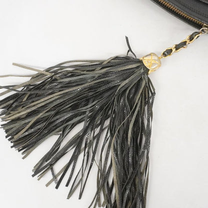 Chanel Shoulder Bag Caviar Skin Black Gold Hardware Women