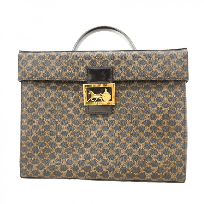 Celine Makeup Box Macadam PVC Black Gold Hardware Women