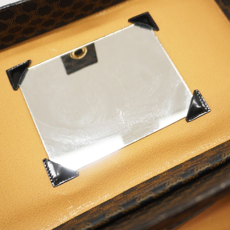 Celine Makeup Box Macadam PVC Black Gold Hardware Women