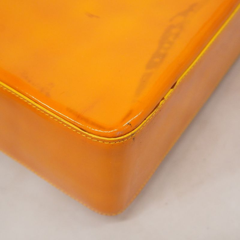 Chanel Tote Bag Patent Leather Orange Gold Hardware Women