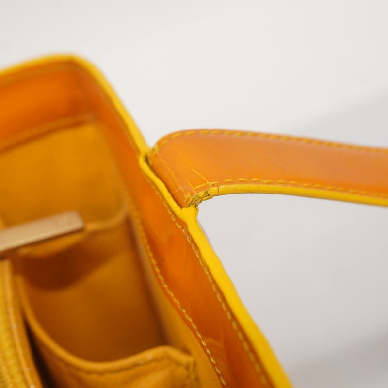 Chanel Tote Bag Patent Leather Orange Gold Hardware Women