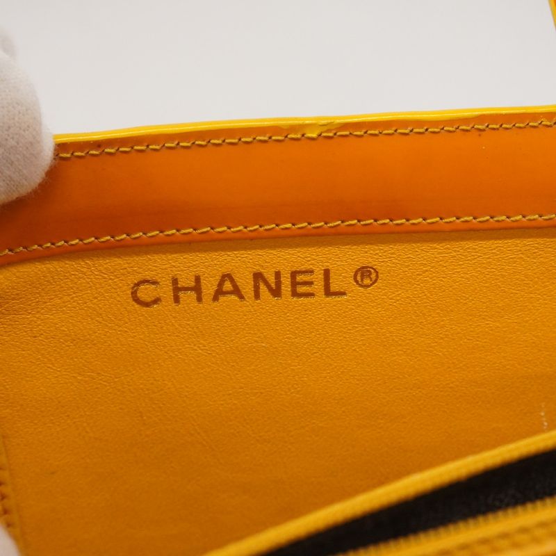 Chanel Tote Bag Patent Leather Orange Gold Hardware Women