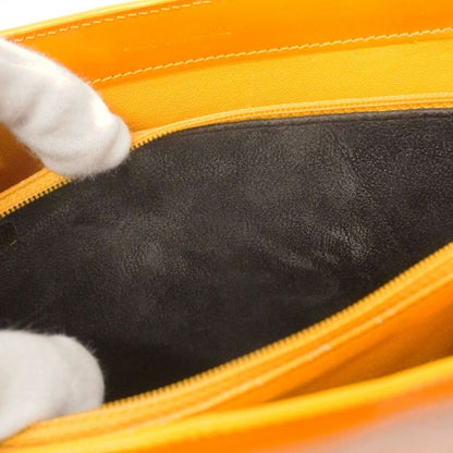 Chanel Tote Bag Patent Leather Orange Gold Hardware Women