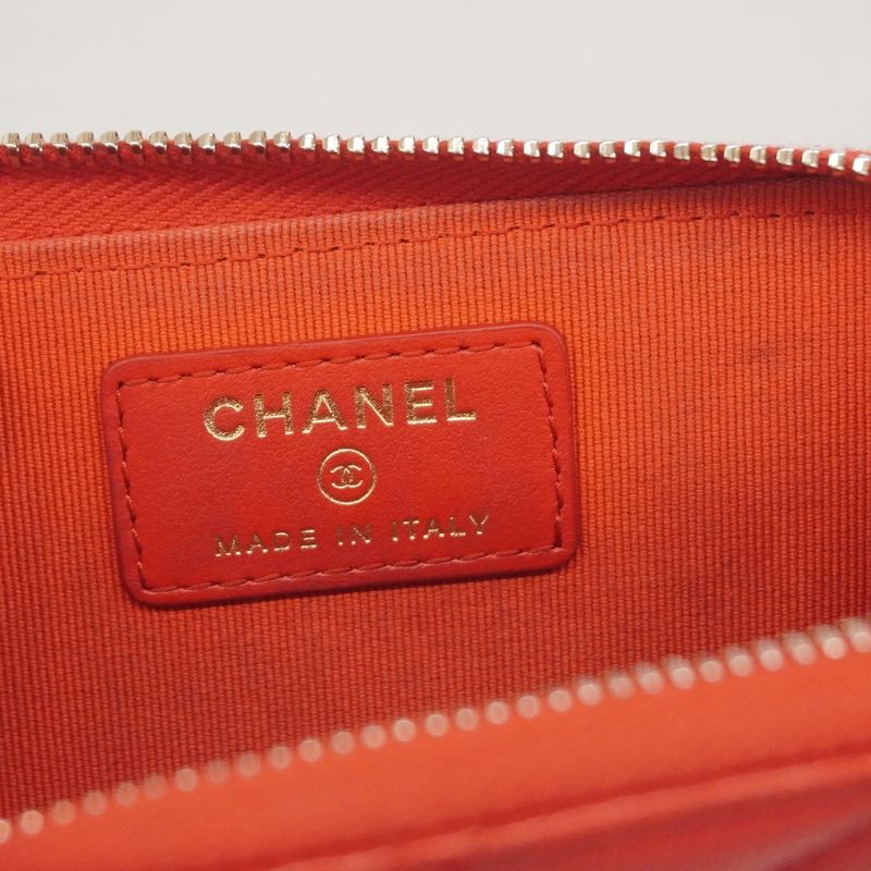 Chanel Coin Case Matelasse Caviar Skin Red Chien Pan Gold Hardware Women