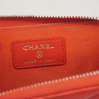 Chanel Coin Case Matelasse Caviar Skin Red Chien Pan Gold Hardware Women