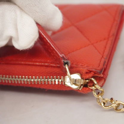 Chanel Coin Case Matelasse Caviar Skin Red Chien Pan Gold Hardware Women