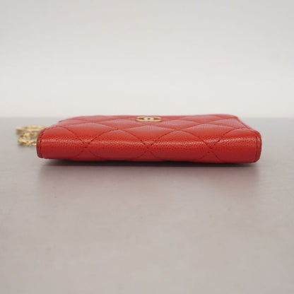 Chanel Coin Case Matelasse Caviar Skin Red Chien Pan Gold Hardware Women